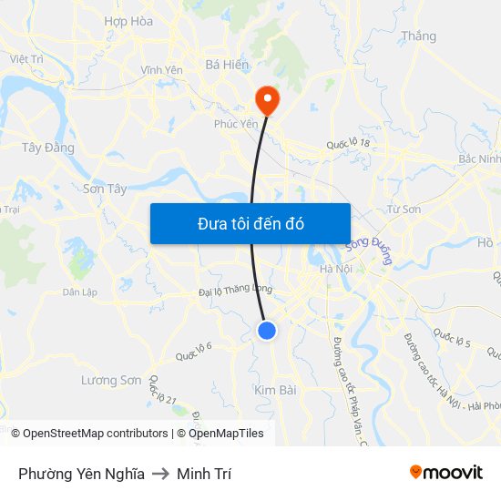 Phường Yên Nghĩa to Minh Trí map