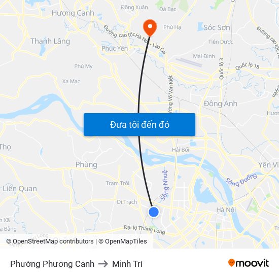 Phường Phương Canh to Minh Trí map