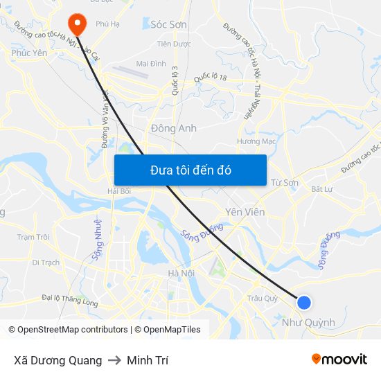 Xã Dương Quang to Minh Trí map