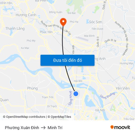 Phường Xuân Đỉnh to Minh Trí map