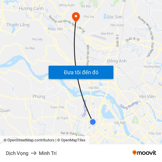 Dịch Vọng to Minh Trí map
