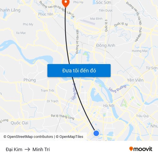 Đại Kim to Minh Trí map