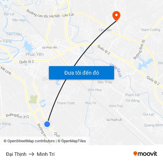 Đại Thịnh to Minh Trí map