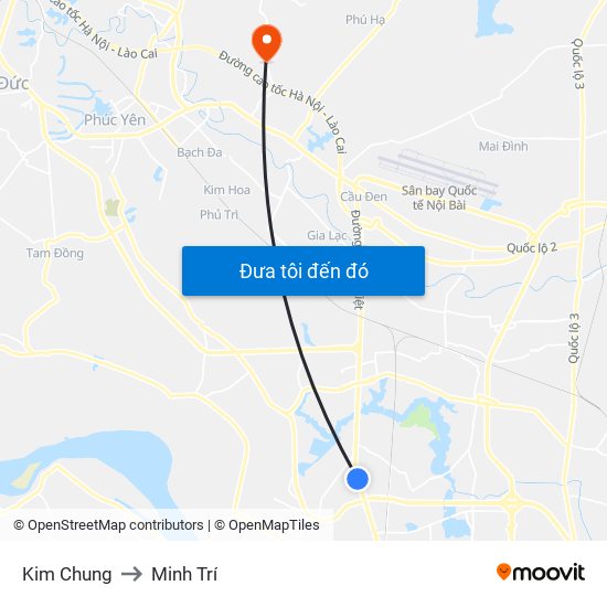 Kim Chung to Minh Trí map
