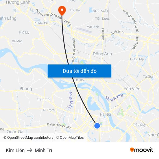 Kim Liên to Minh Trí map