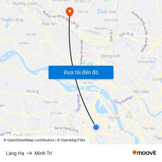 Láng Hạ to Minh Trí map
