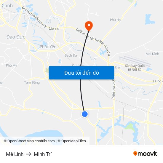 Mê Linh to Minh Trí map