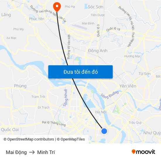 Mai Động to Minh Trí map