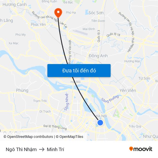 Ngô Thì Nhậm to Minh Trí map