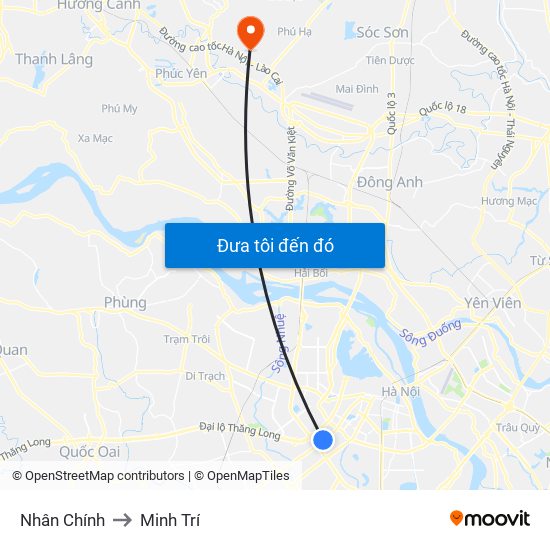 Nhân Chính to Minh Trí map