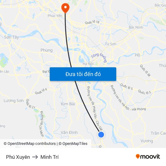 Phú Xuyên to Minh Trí map