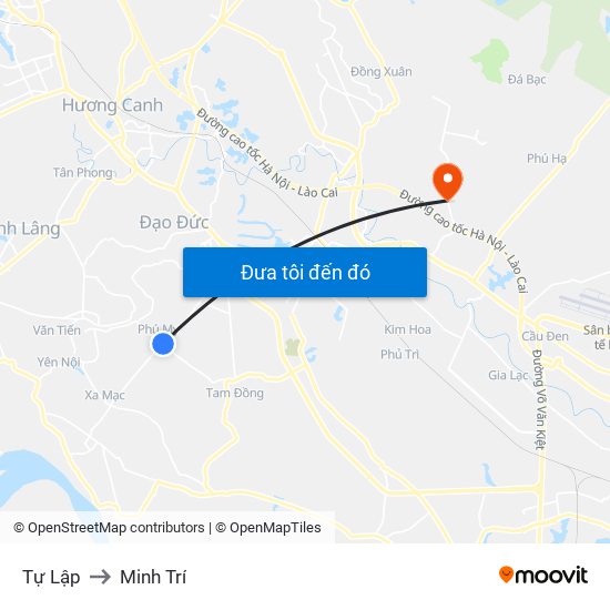 Tự Lập to Minh Trí map