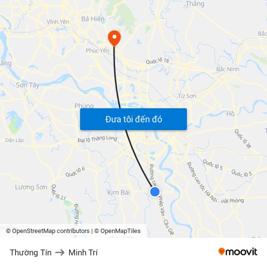 Thường Tín to Minh Trí map