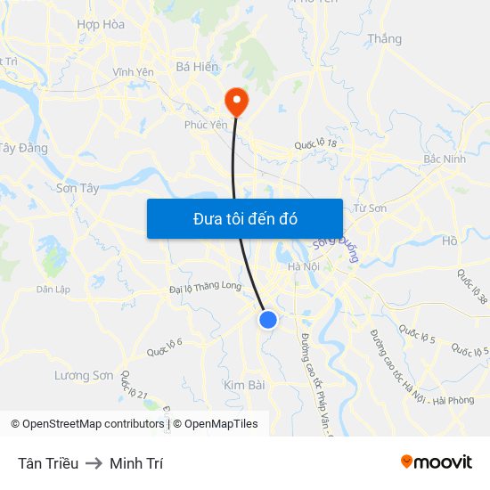 Tân Triều to Minh Trí map