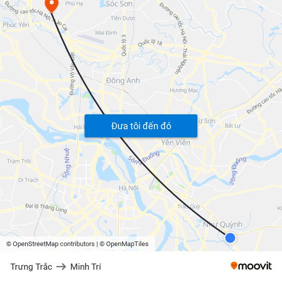 Trưng Trắc to Minh Trí map