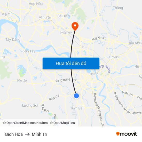 Bích Hòa to Minh Trí map