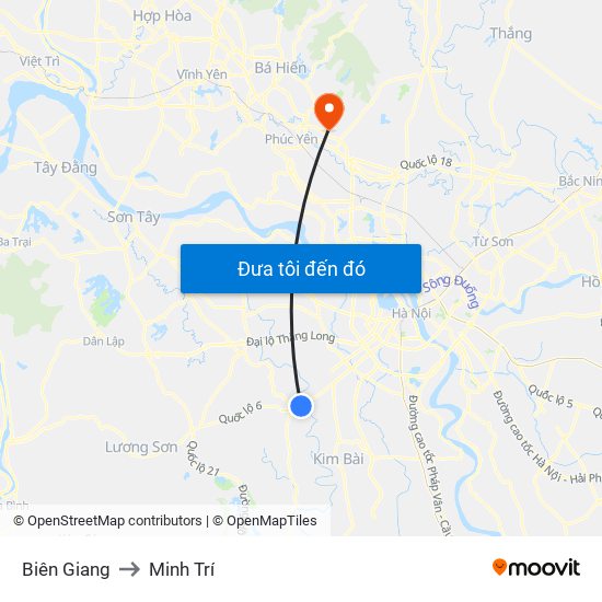 Biên Giang to Minh Trí map