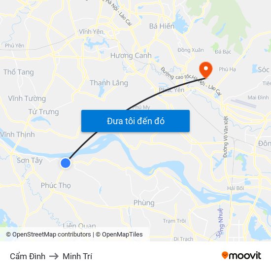 Cẩm Đình to Minh Trí map