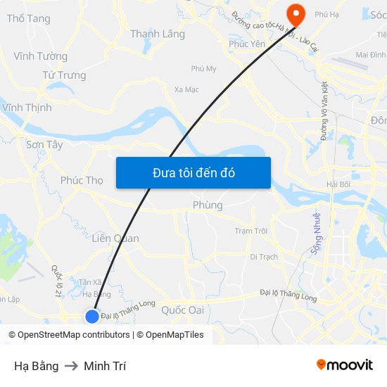 Hạ Bằng to Minh Trí map