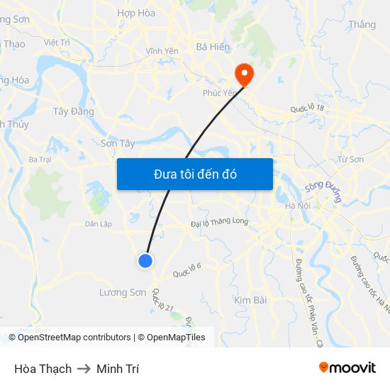 Hòa Thạch to Minh Trí map