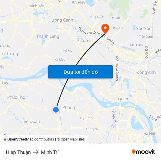 Hiệp Thuận to Minh Trí map