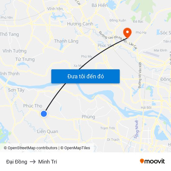 Đại Đồng to Minh Trí map
