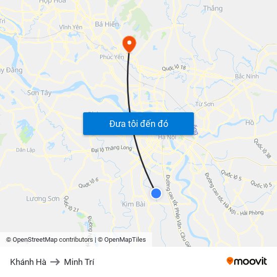 Khánh Hà to Minh Trí map