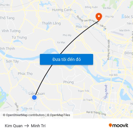 Kim Quan to Minh Trí map