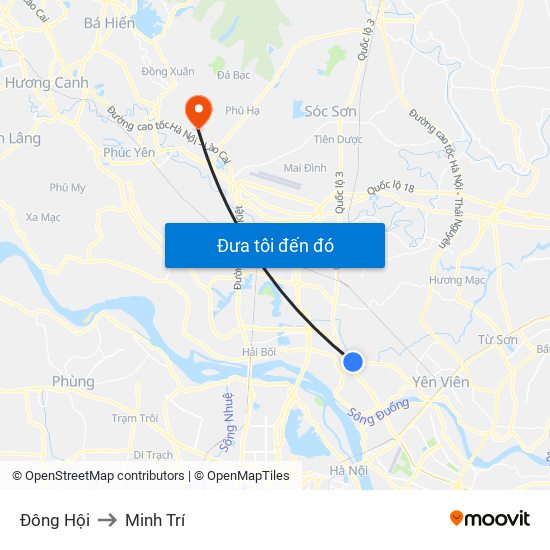 Đông Hội to Minh Trí map