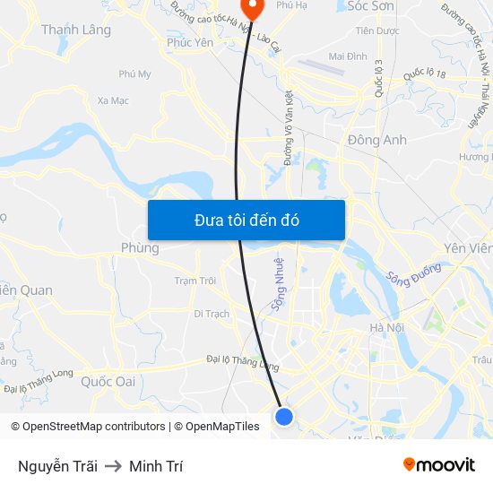 Nguyễn Trãi to Minh Trí map