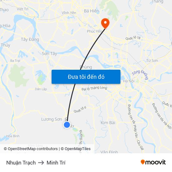 Nhuận Trạch to Minh Trí map