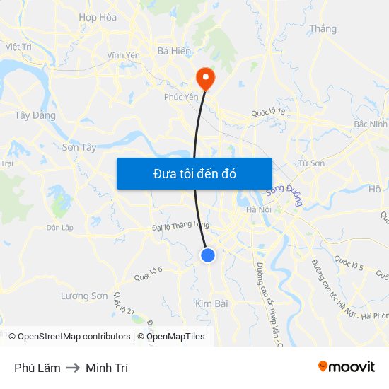 Phú Lãm to Minh Trí map