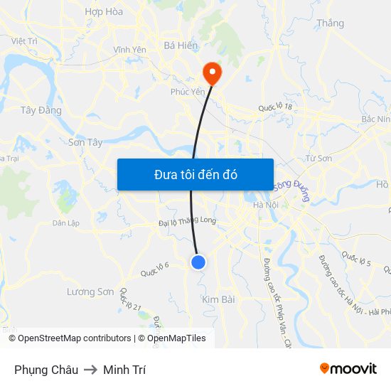 Phụng Châu to Minh Trí map