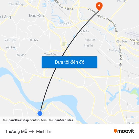 Thượng Mỗ to Minh Trí map