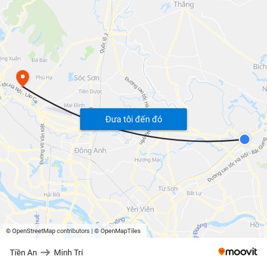 Tiền An to Minh Trí map