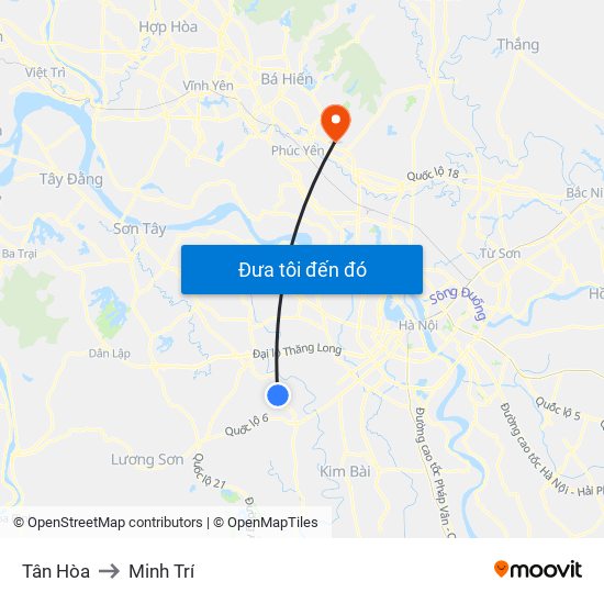 Tân Hòa to Minh Trí map