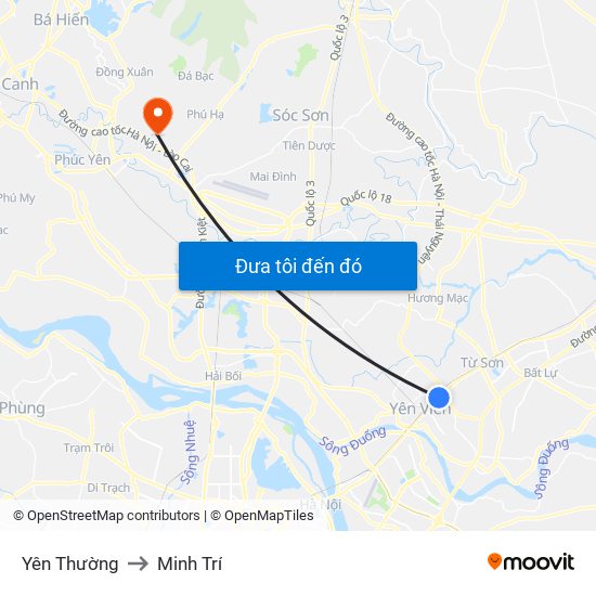 Yên Thường to Minh Trí map