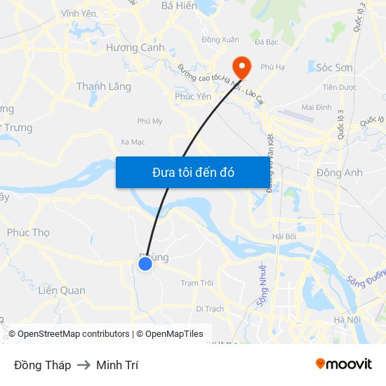 Đồng Tháp to Minh Trí map