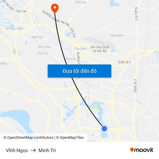 Vĩnh Ngọc to Minh Trí map