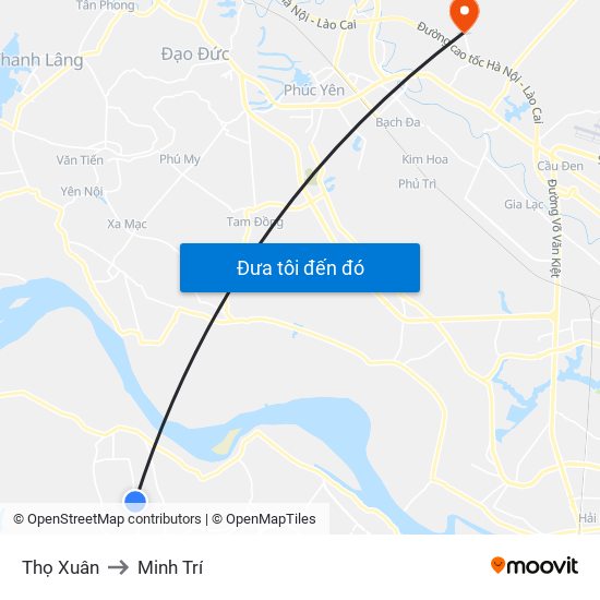 Thọ Xuân to Minh Trí map