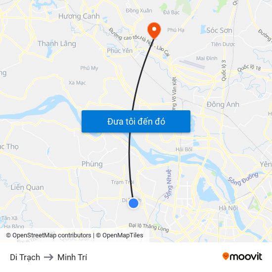 Di Trạch to Minh Trí map