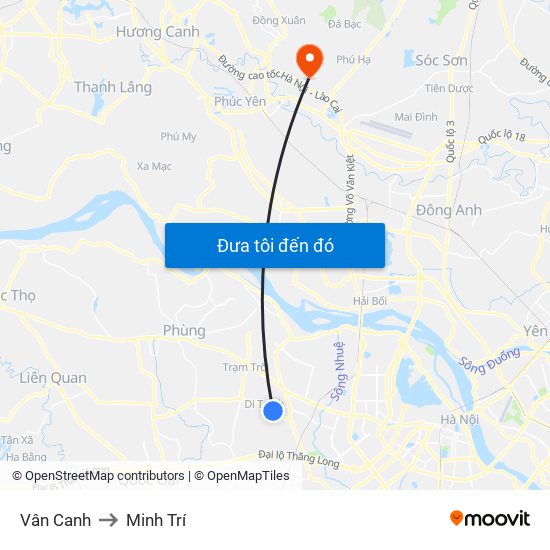 Vân Canh to Minh Trí map