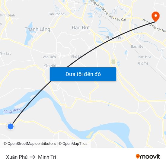 Xuân Phú to Minh Trí map