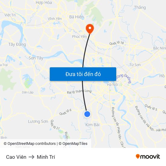 Cao Viên to Minh Trí map
