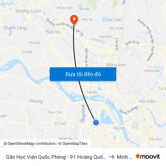 Gần Học Viện Quốc Phòng - 91 Hoàng Quốc Việt to Minh Trí map