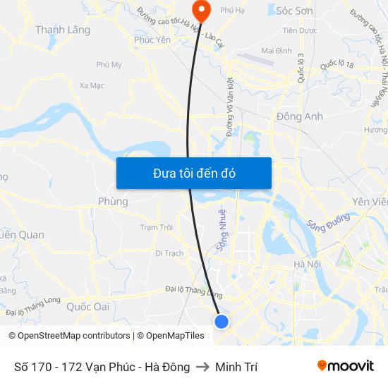 Số 170 - 172 Vạn Phúc - Hà Đông to Minh Trí map