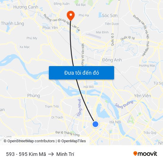 593 - 595 Kim Mã to Minh Trí map