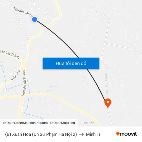 (B) Xuân Hòa (Đh Sư Phạm Hà Nội 2) to Minh Trí map