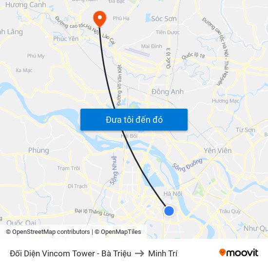 Đối Diện Vincom Tower - Bà Triệu to Minh Trí map