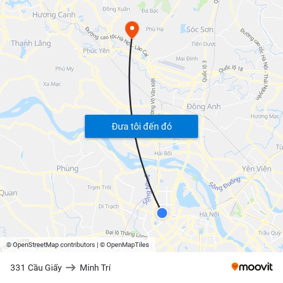 331 Cầu Giấy to Minh Trí map